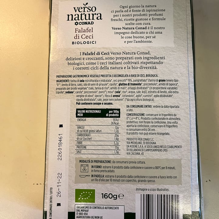 review photo of Conad Verso Natura Falafel di ceci shared by @francescarosa on 17 Nov 2022 - review