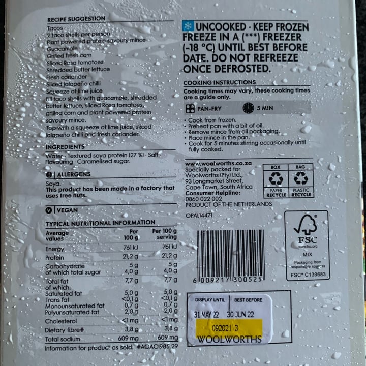 photo of Woolworths Food Savoury Mince shared by @niroshap on  05 Dec 2021 - review