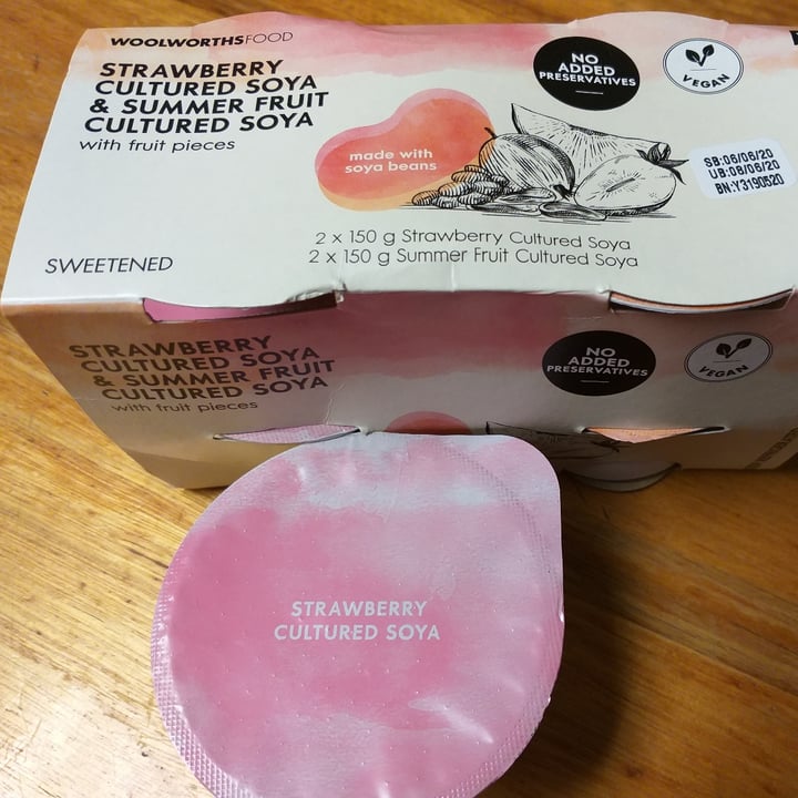 photo of Woolworths Food Strawberry & Summer Fruit Cultured Soya Yoghurt shared by @lisavermeulen1206 on  26 May 2020 - review