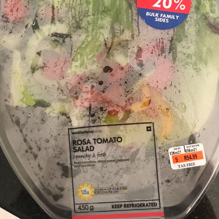 photo of Woolworths Food Rosa tomato salad shared by @harmlessimpact on  02 Nov 2021 - review
