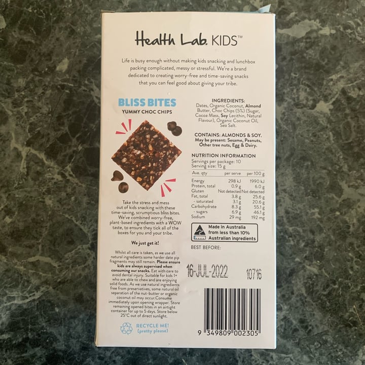 photo of Health Lab Choc Chip Bliss Bites shared by @neta888 on  27 Jan 2022 - review