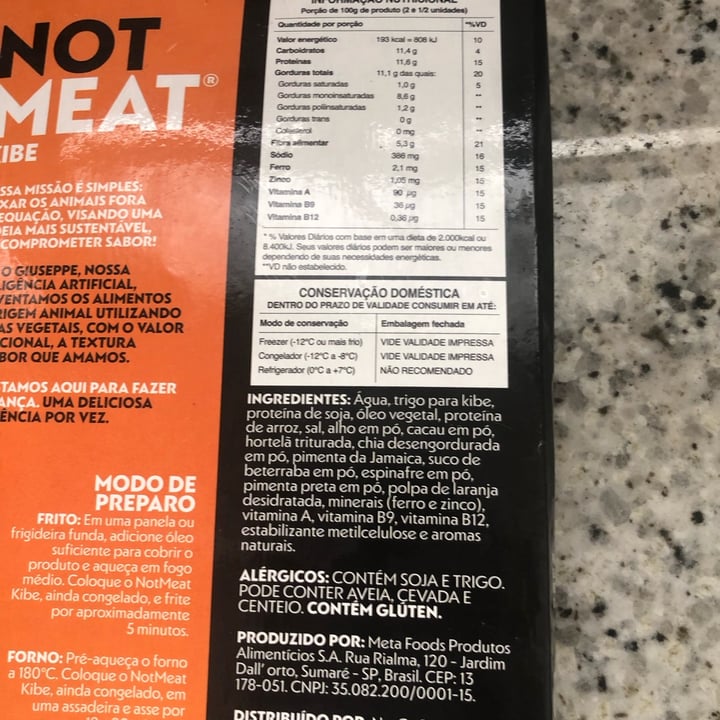 photo of NotCo Not Meat Kibe shared by @malulemos on  02 Nov 2022 - review