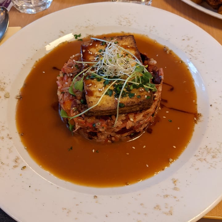 photo of Napfényes Restaurant and Confectionery Grilled Tofu on a bed of Ginger Risotto with Miso Sauce shared by @emmearn on  25 Apr 2022 - review