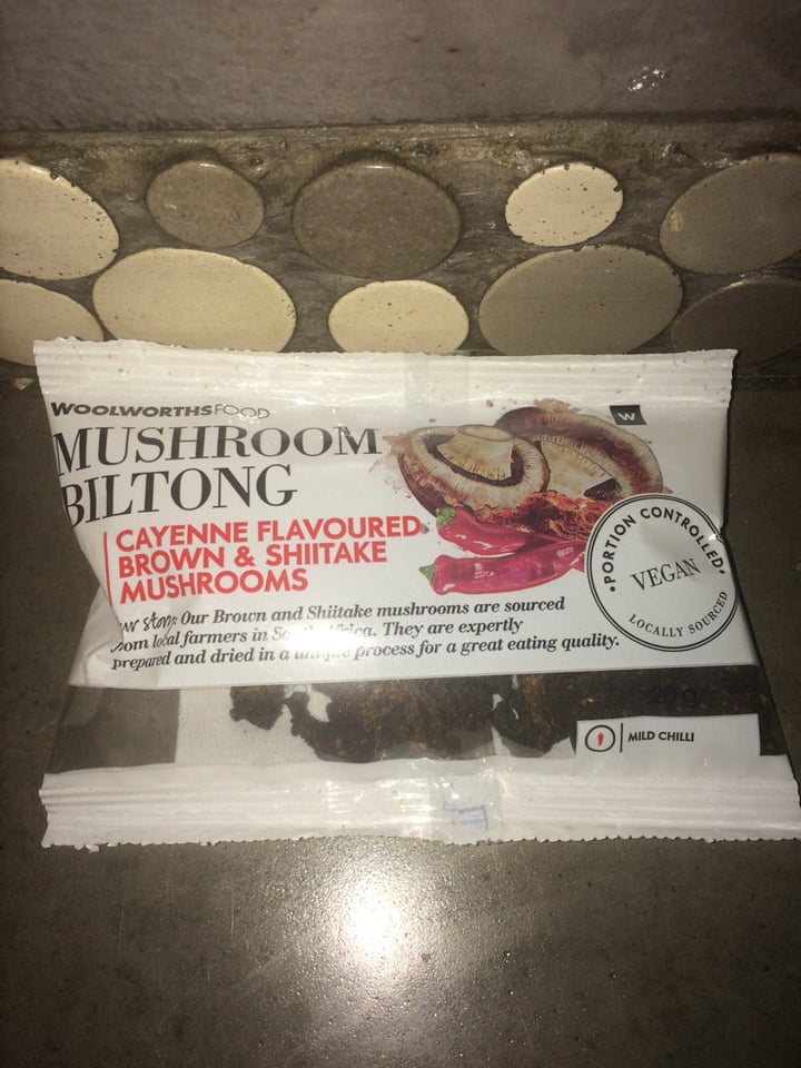 photo of Woolworths Food Mushroom Biltong - Cayenne Flavoured Brown & Shiitake Mushrooms shared by @sammartingano on  14 Feb 2020 - review