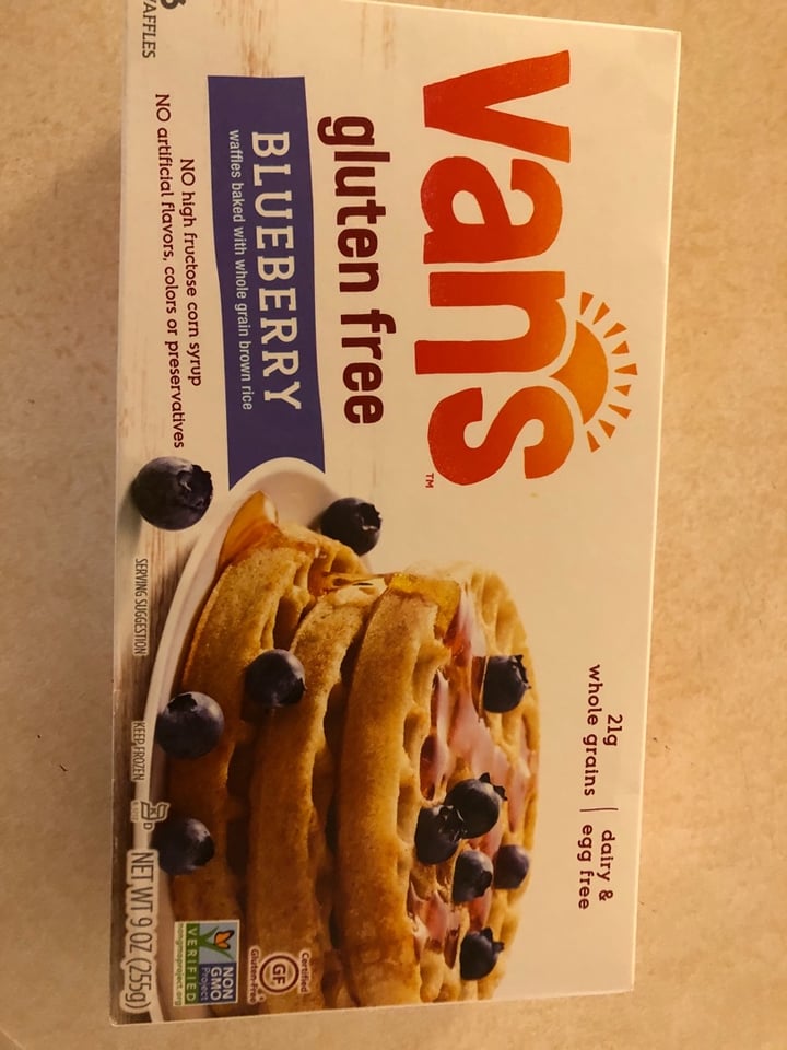 photo of Van’s Foods Gluten Free Blueberry Waffles shared by @carlysutherland on  07 Jan 2020 - review