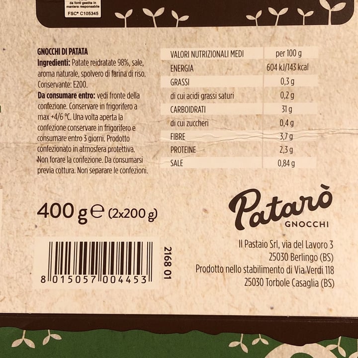 photo of Patarò Gnocchi di patata senza glutine shared by @stella72 on  08 Sep 2022 - review