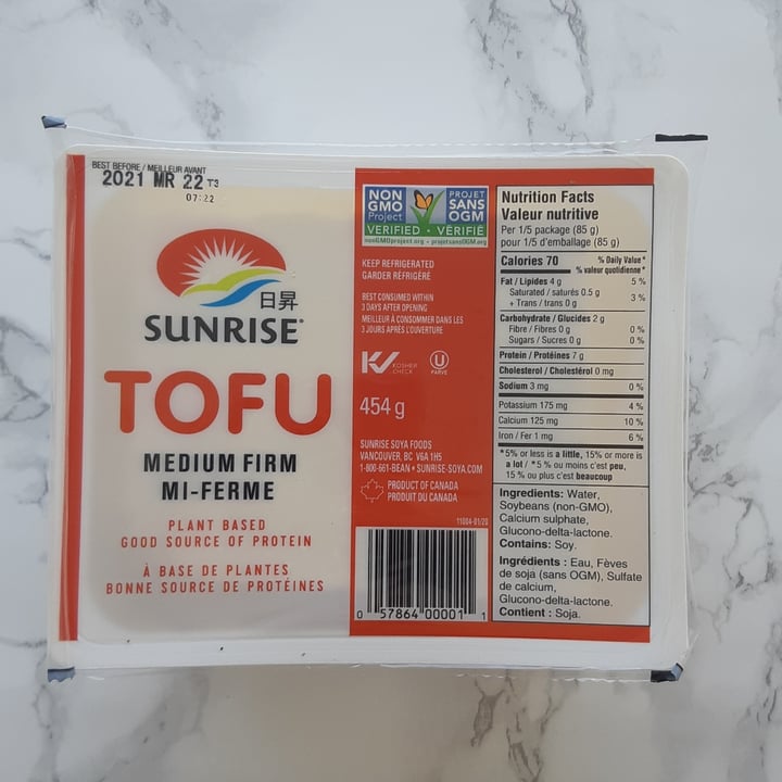 photo of Sunrise Medium Firm Tofu shared by @jacswellness on  20 Feb 2021 - review