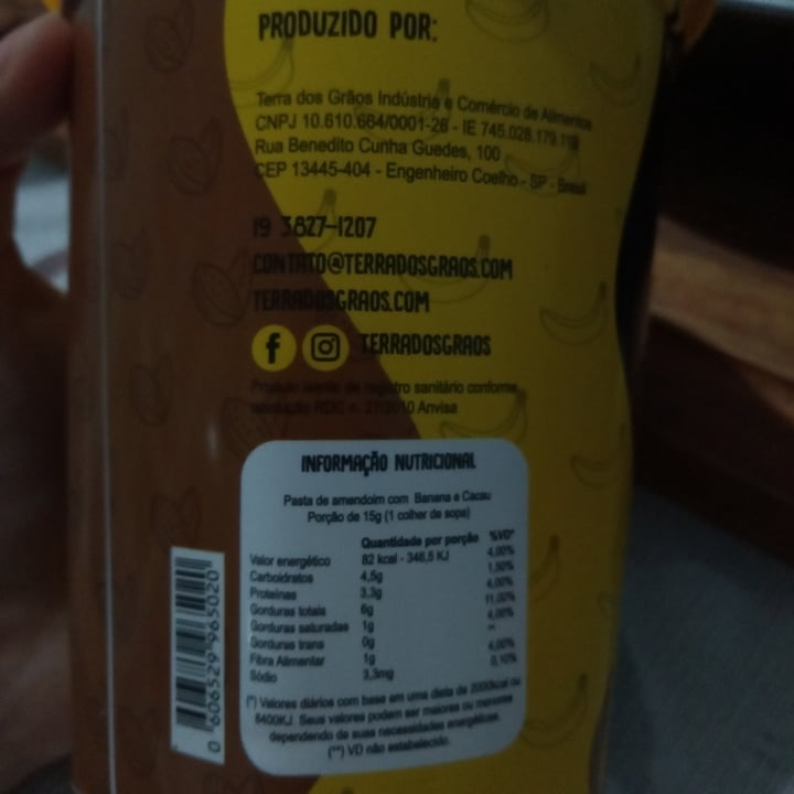 review photo of Terra dos Grãos Pasta de amendoim sabor Banana e Cacau shared by @isaavegan on 10 Feb 2022 - review