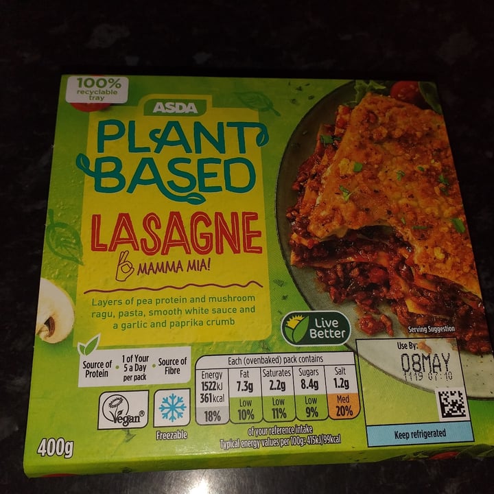 photo of ASDA Plant Based Lasagne shared by @glitterball84 on  06 May 2021 - review