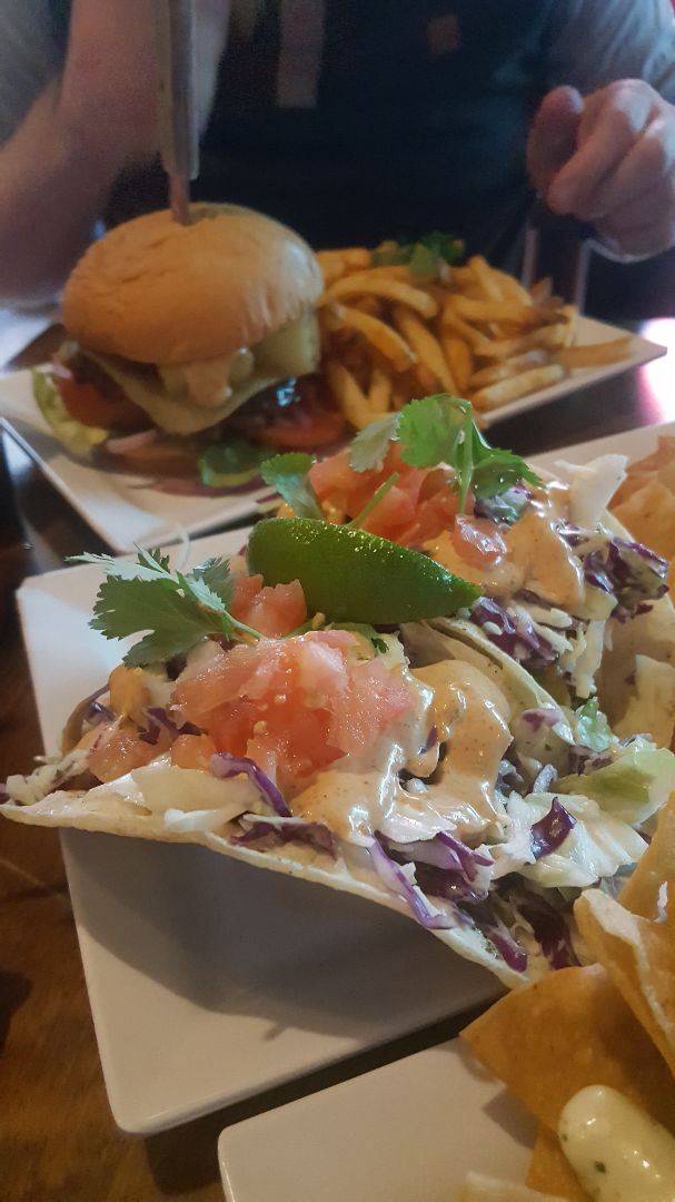 review photo of No Bones Beach Club Beer battered avocado tacos shared by @sweetpetunias on 07 Mar 2020 - review