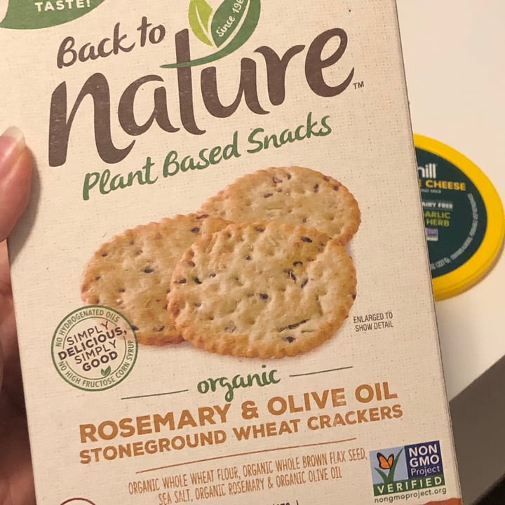 review photo of Back to Nature Rosemary & Olive Oil Stoneground Wheat Crackers shared by @forksandplants on 29 Mar 2021 - review