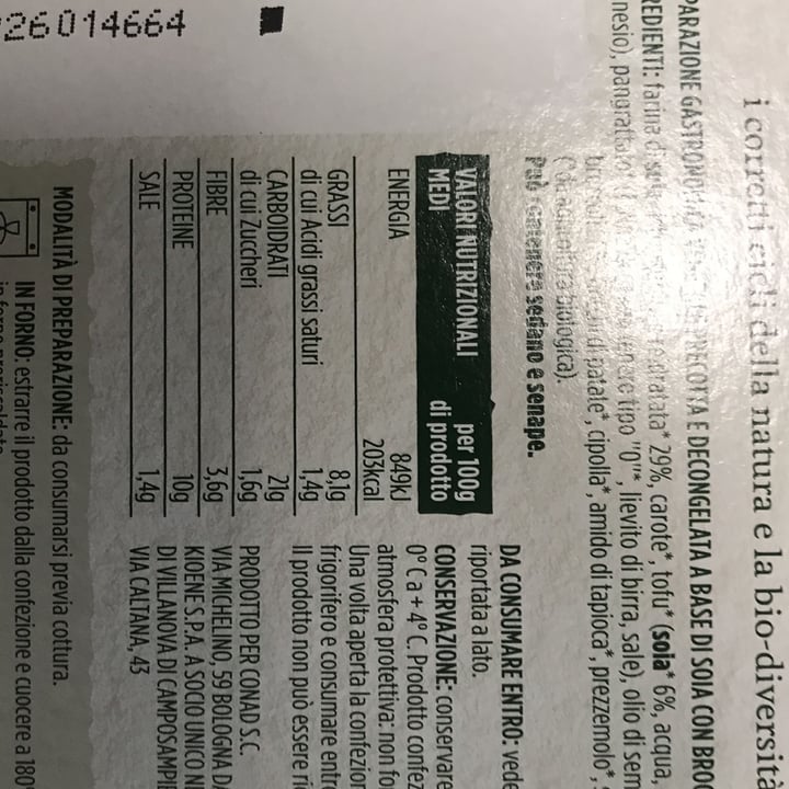 review photo of Verso Natura Conad Veg Quadratini vegetali con broccoli biologici shared by @veggiesara on 14 Oct 2022 - review