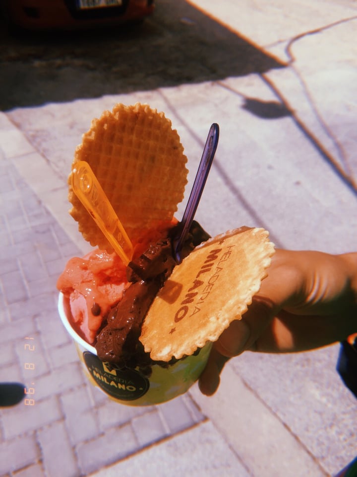 photo of Gelateria Milano Helado de fresa y fondant vegano shared by @alicia9 on  10 Aug 2019 - review