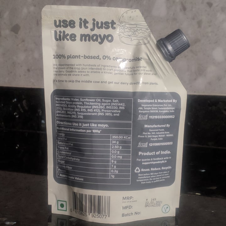 photo of GoodMylk Vegan mayo shared by @ramansingh on  15 Apr 2021 - review