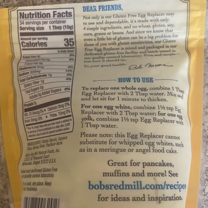 review photo of Bob's Red Mill Egg replacer shared by @veg4n on 25 Oct 2021 - review