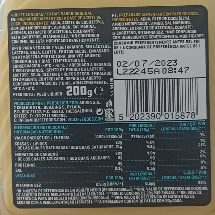 review photo of Violife Lonchas Sabor Original shared by @ineroux on 21 Nov 2022 - review