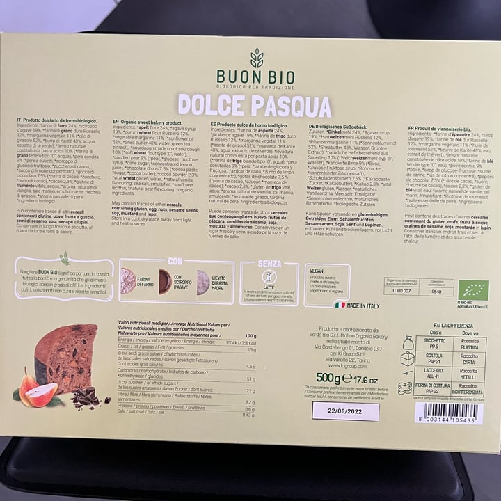 photo of Buon Bio Dolce Pasqua Cioccolato E Pere shared by @vviola on  08 Apr 2022 - review