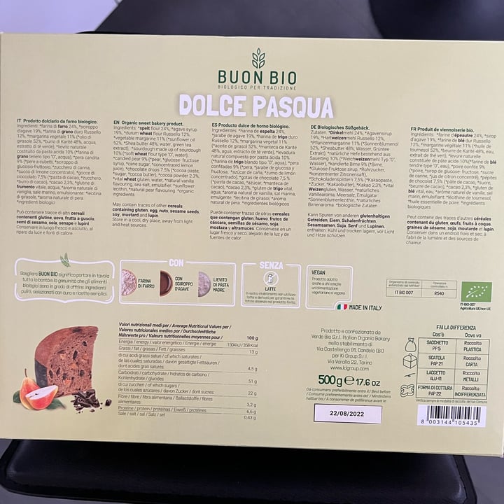 review photo of Buon Bio Dolce Pasqua Cioccolato E Pere shared by @vviola on 08 Apr 2022 - review