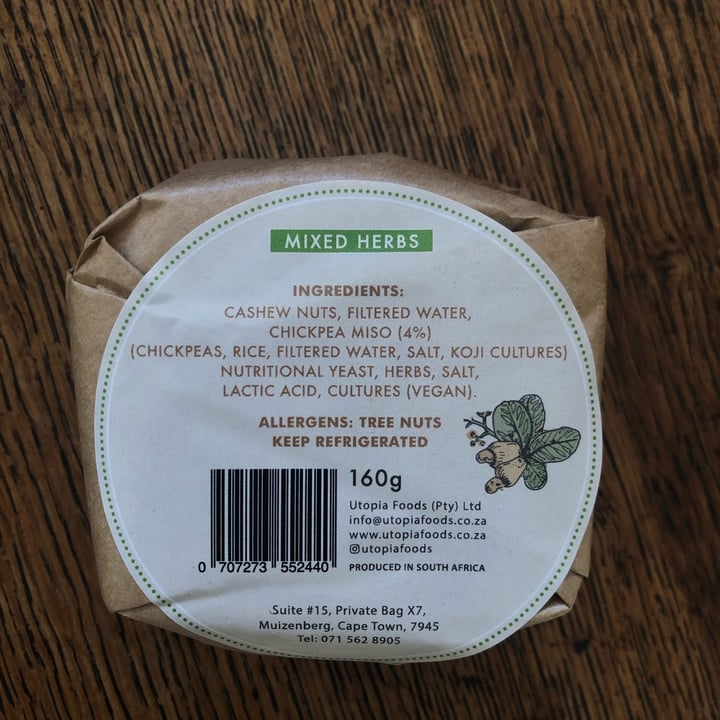 photo of Utopia Foods Mixed Herbs Cashew Nut Cheese shared by @ellaaaa on  12 Feb 2022 - review