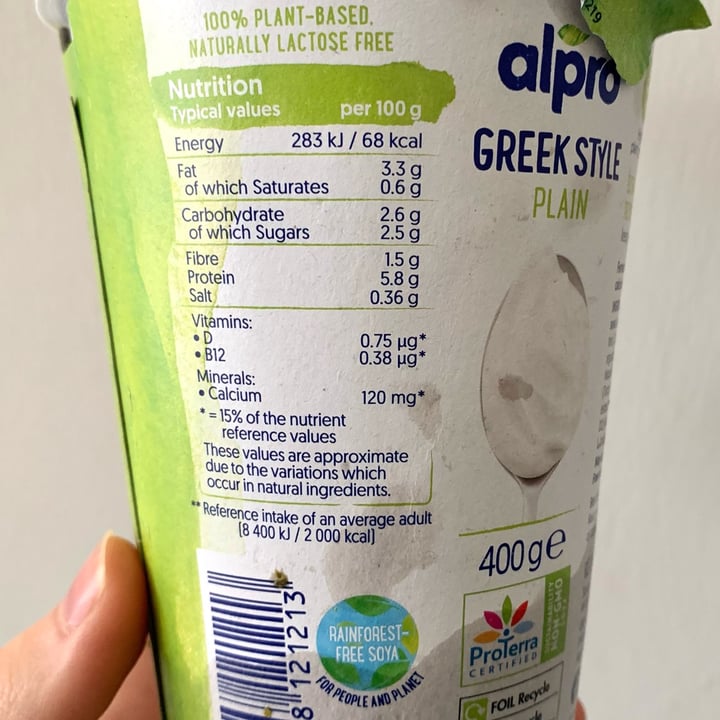 photo of Alpro Greek Style Plain Yogurt shared by @vegpledge on  01 May 2022 - review
