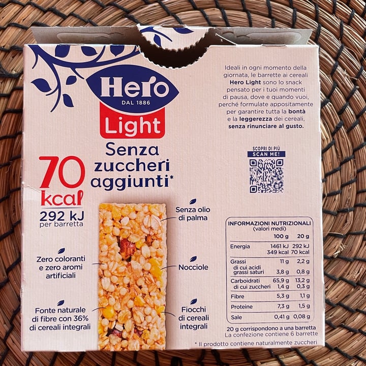 photo of Hero Light barrette alle nocciole senza zuccheri aggiunti shared by @fioredicampo on  10 Sep 2022 - review