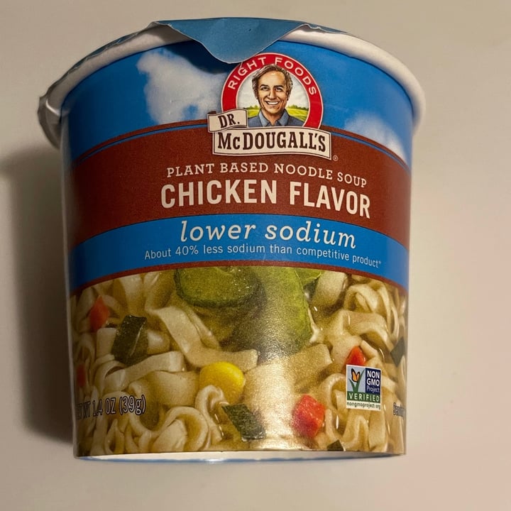 photo of Dr McDougall's  Right Foods Vegan noodle soup-chicken flavor (lower sodium) shared by @katiefaye on  01 Jul 2021 - review