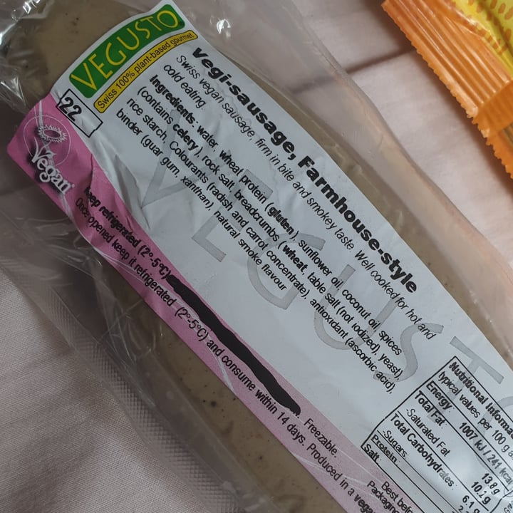 photo of Vegusto Sausage shared by @theveganwitch on  04 Aug 2021 - review