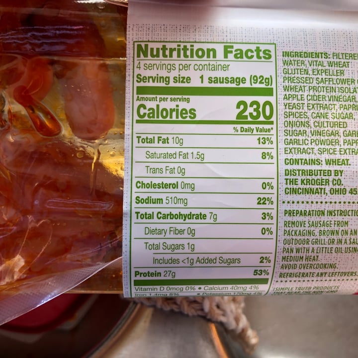 review photo of Simple Truth Plant Based Meatless Chorizo Sausage shared by @steffensenskitchen on 18 Jul 2020 - review