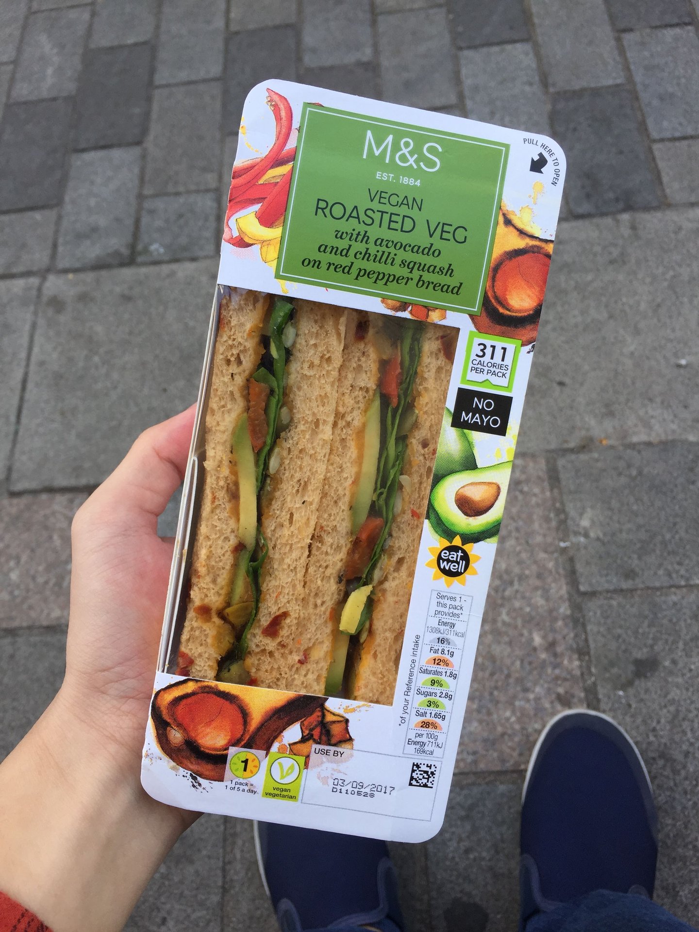 Marks & Spencer Food (M&S) Roasted Vegetables and Avocado Sandwich