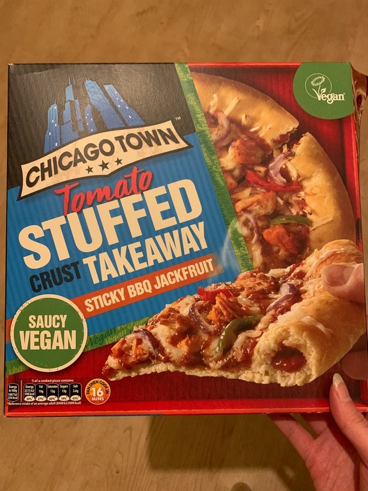 review photo of Chicago Town Tomato Stuffed Crust Takeaway Sticky Bbq Jackfruit Pizza shared by @kayleigh-jade on 17 Feb 2020 - review