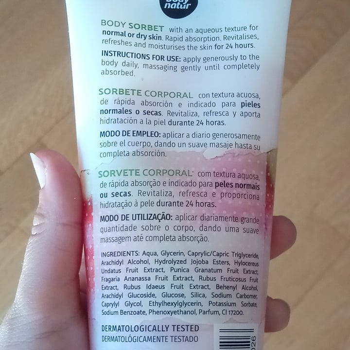 photo of Body Natur Body Sorbet Red Fruits shared by @veganekutre on  03 Apr 2021 - review