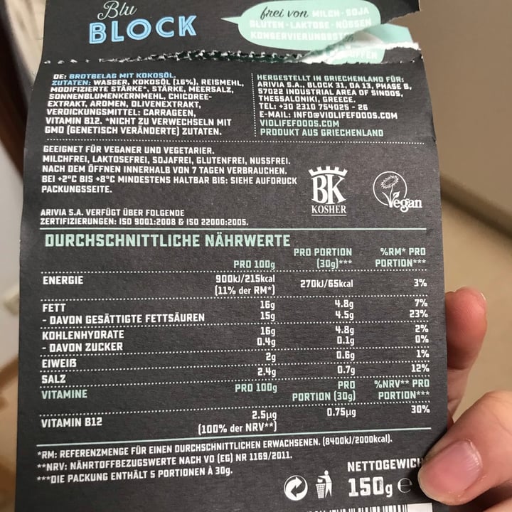 photo of Violife Blu block shared by @cocowandel on  27 Feb 2021 - review