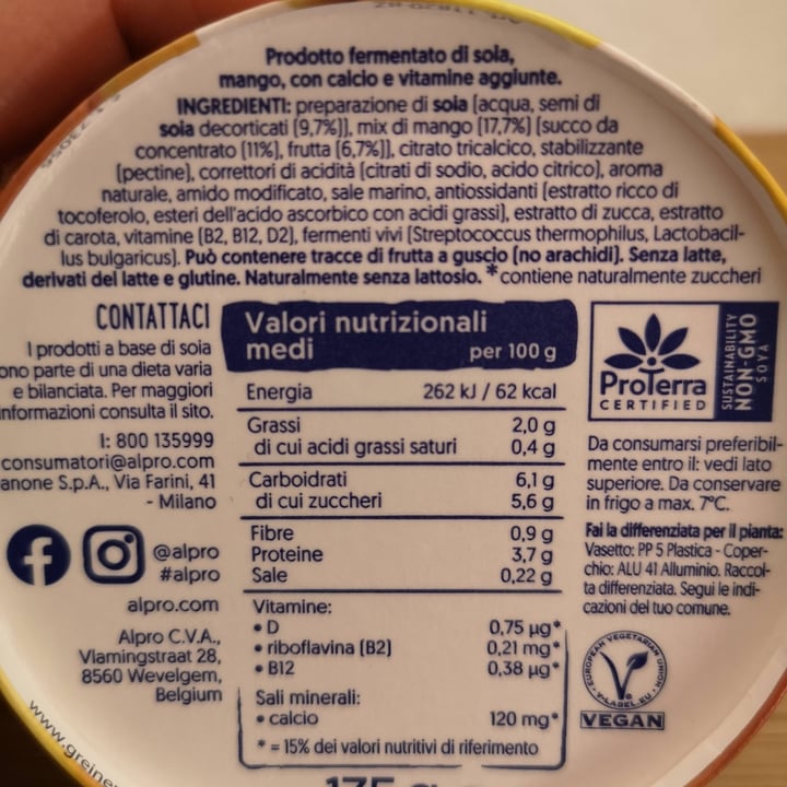 review photo of Alpro alpro yogurt di soia mango shared by @stefi86 on 26 Oct 2022 - review