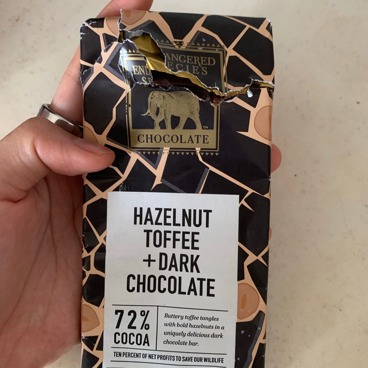 Endangered Species Chocolate Hazelnut Toffee Dark Chocolate Reviews