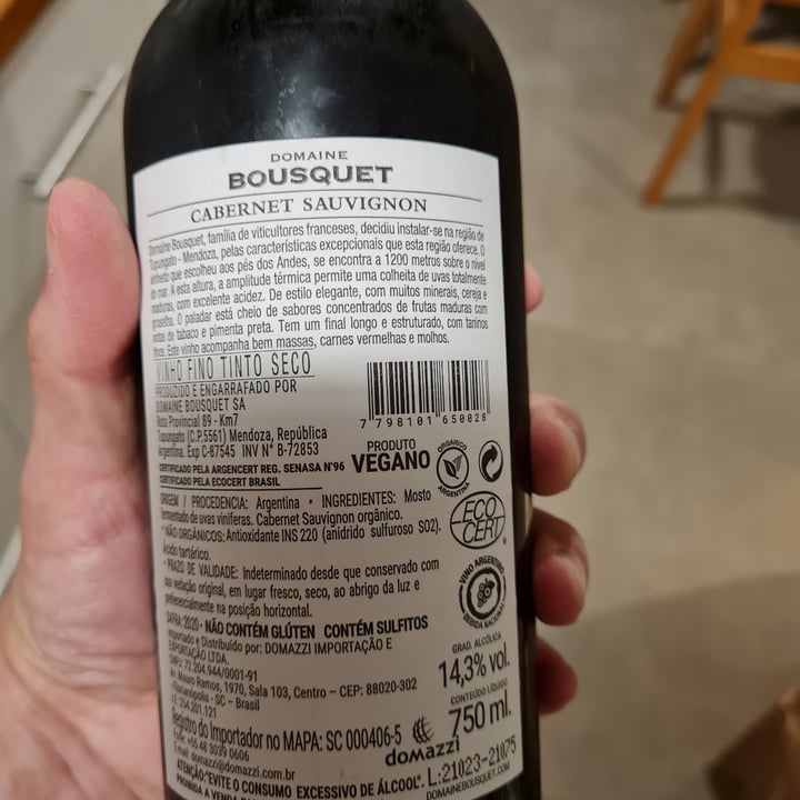 photo of Domaine bousquet Vino Cabernet Sauvignon shared by @zeflavio on  03 Aug 2021 - review