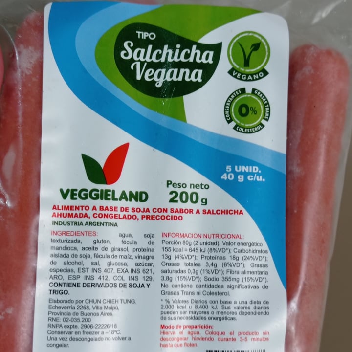photo of Veggieland Salchichas Veganas shared by @amaranta1963 on  27 Nov 2022 - review