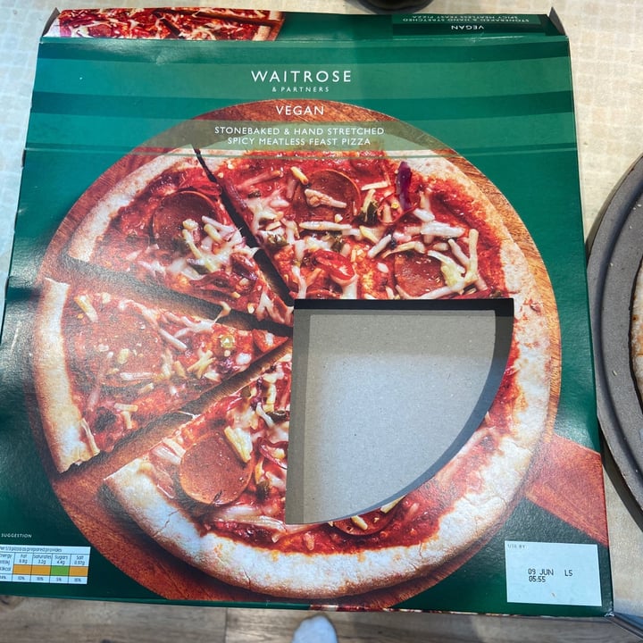 photo of Waitrose Vegan Spicy Meatless Feast Pizza shared by @lewthevegan on  05 Jun 2020 - review