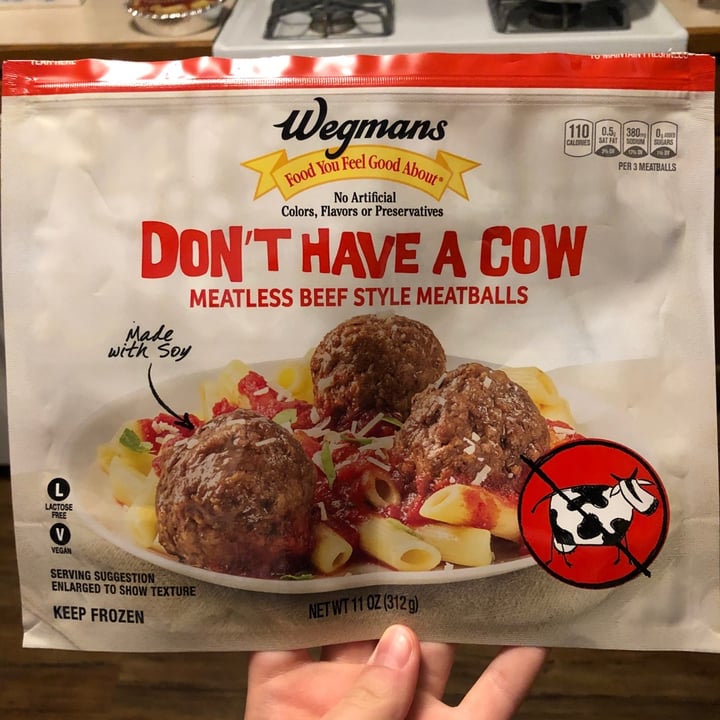 photo of Wegmans Don't have a cow meatless beef style meatballs shared by @lauren0gden on  01 May 2020 - review