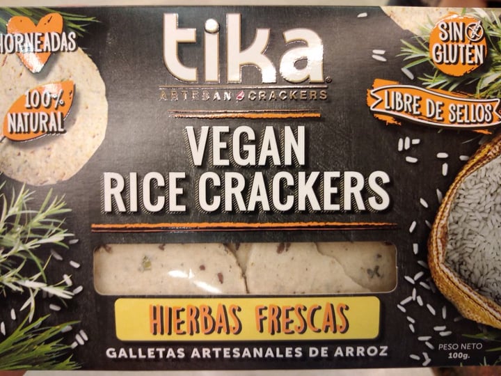 photo of Tika Vegan Rice Crackers Hierbas Frescas shared by @lavacalaca on  20 Feb 2020 - review