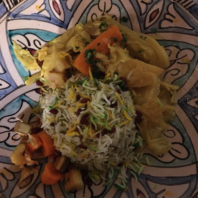 Photo of the dish “Riso con fave e aneto e stufato di verdure”