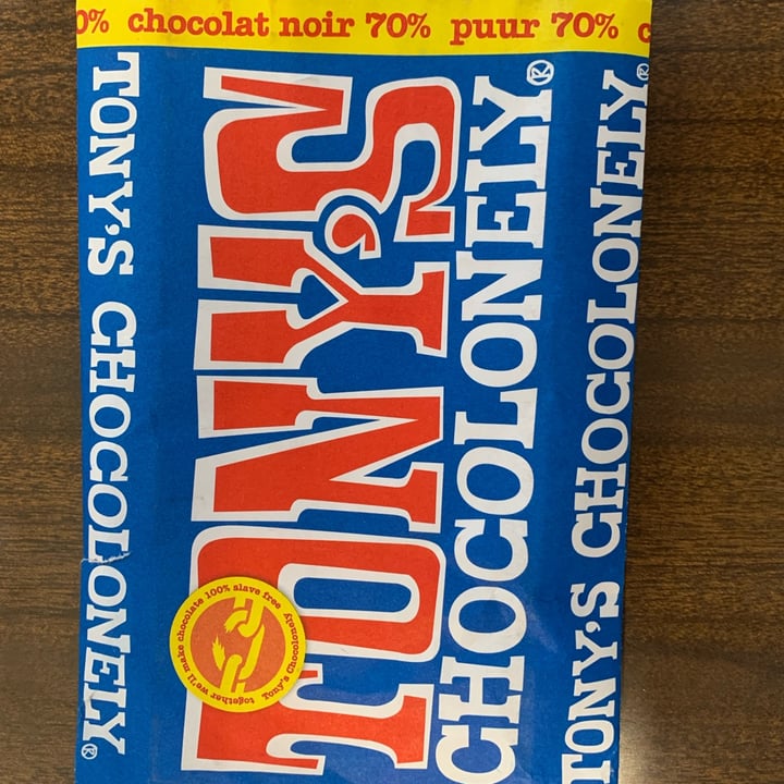 photo of Tony’s Chocolonely 70% Dark Chocolate Bar shared by @pebrotetihera on  09 Mar 2022 - review