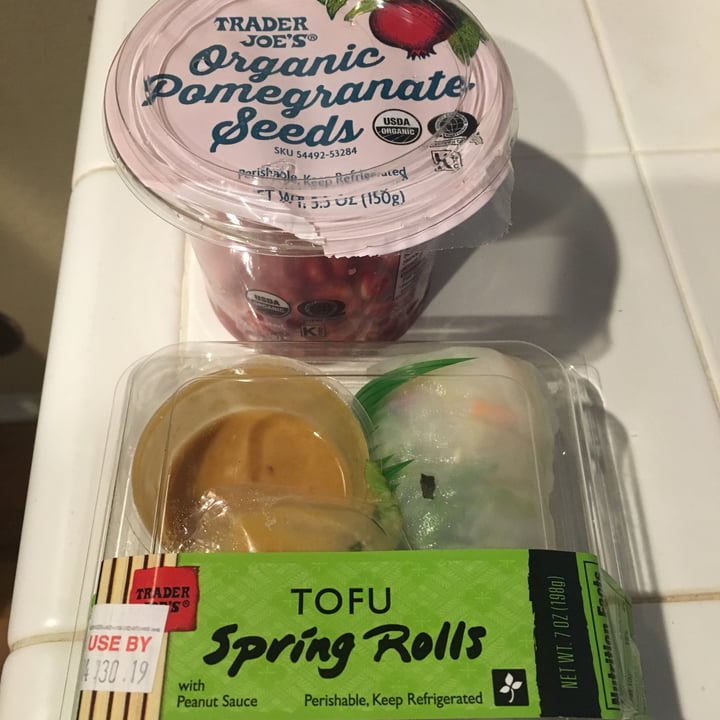 photo of Trader Joe's Tofu Spring Roll and Pomegranate seeds shared by @auramoongreig on  21 May 2019 - review