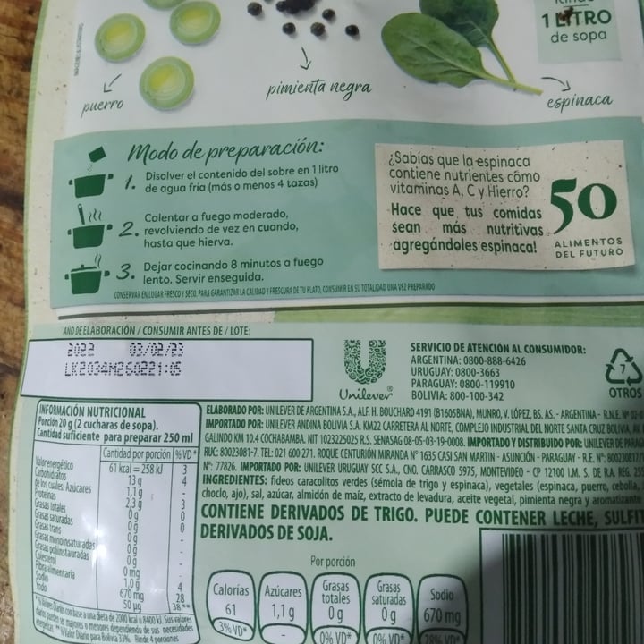 photo of Knorr Sopa de vegetales con Caracolitos verdes shared by @jennilaurencio on  06 Jun 2022 - review