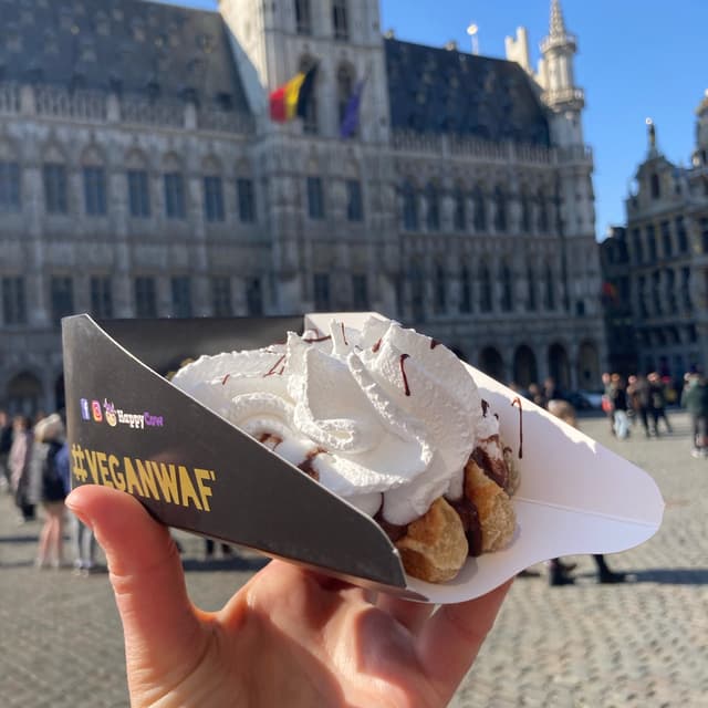 Photo of the dish “Belgian Waffle with Chocolate and Cream”