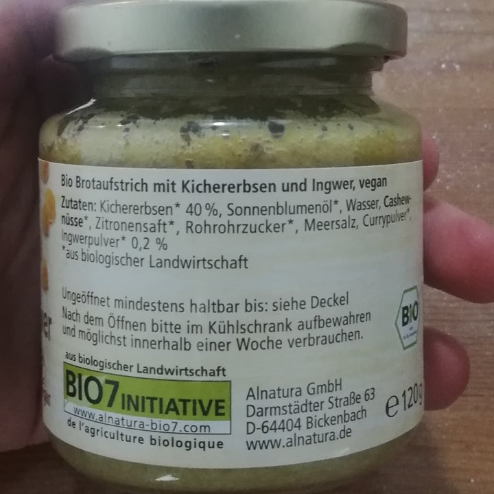 review photo of Alnatura Kichererbse Ingwer Aufstrich shared by @elisabethlaemmer on 01 Oct 2020 - review