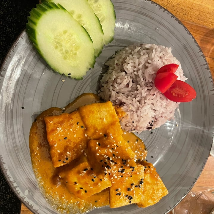 review photo of Monsieur K Vegan Tofu with peanut sauce and rice shared by @soficali on 19 Apr 2022 - review