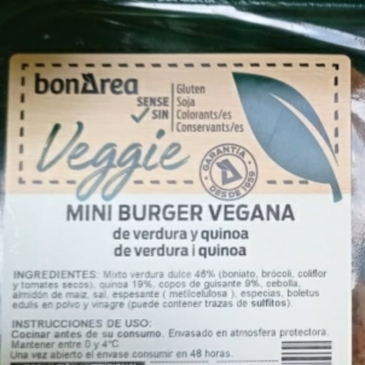 photo of BonÀrea Mini Burger Vegana (de verdura i quinoa) shared by @paulacg on  20 Feb 2021 - review