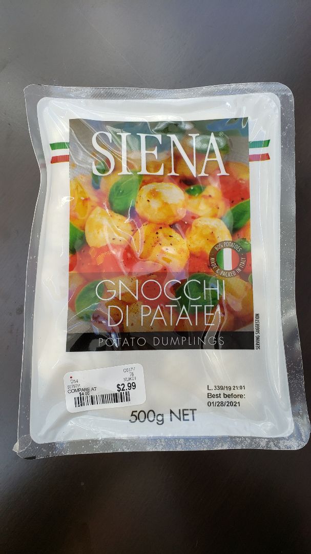 photo of SIENA Gnocchi Di Patate GNOCCHI DI PATATE shared by @govegtoday on  09 Feb 2020 - review