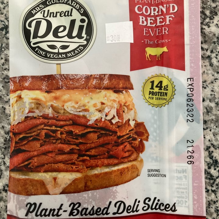 photo of Mrs. Goldfarb’s Unreal Deli Unreal Corn’d Beef Plant Based Deli Slices shared by @dekat on  18 Mar 2022 - review