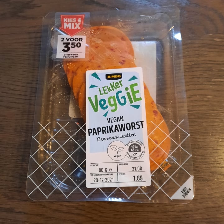 photo of Jumbo  Vegan paprikaworst shared by @frendssnotfood on  06 Dec 2021 - review